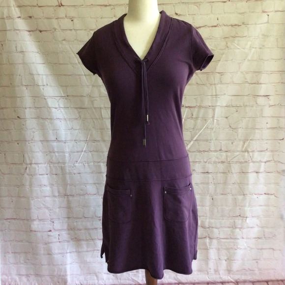 Lole Activewear Purple V-Neck Short Sleeve Sweatshirt Dress - Size Small - Picture 1 of 13